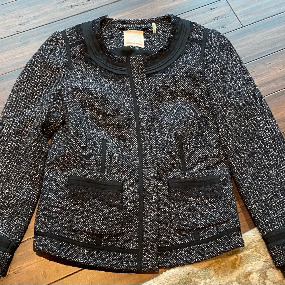 $35 Rebecca Taylor Jacket in black/white tweed & lace.